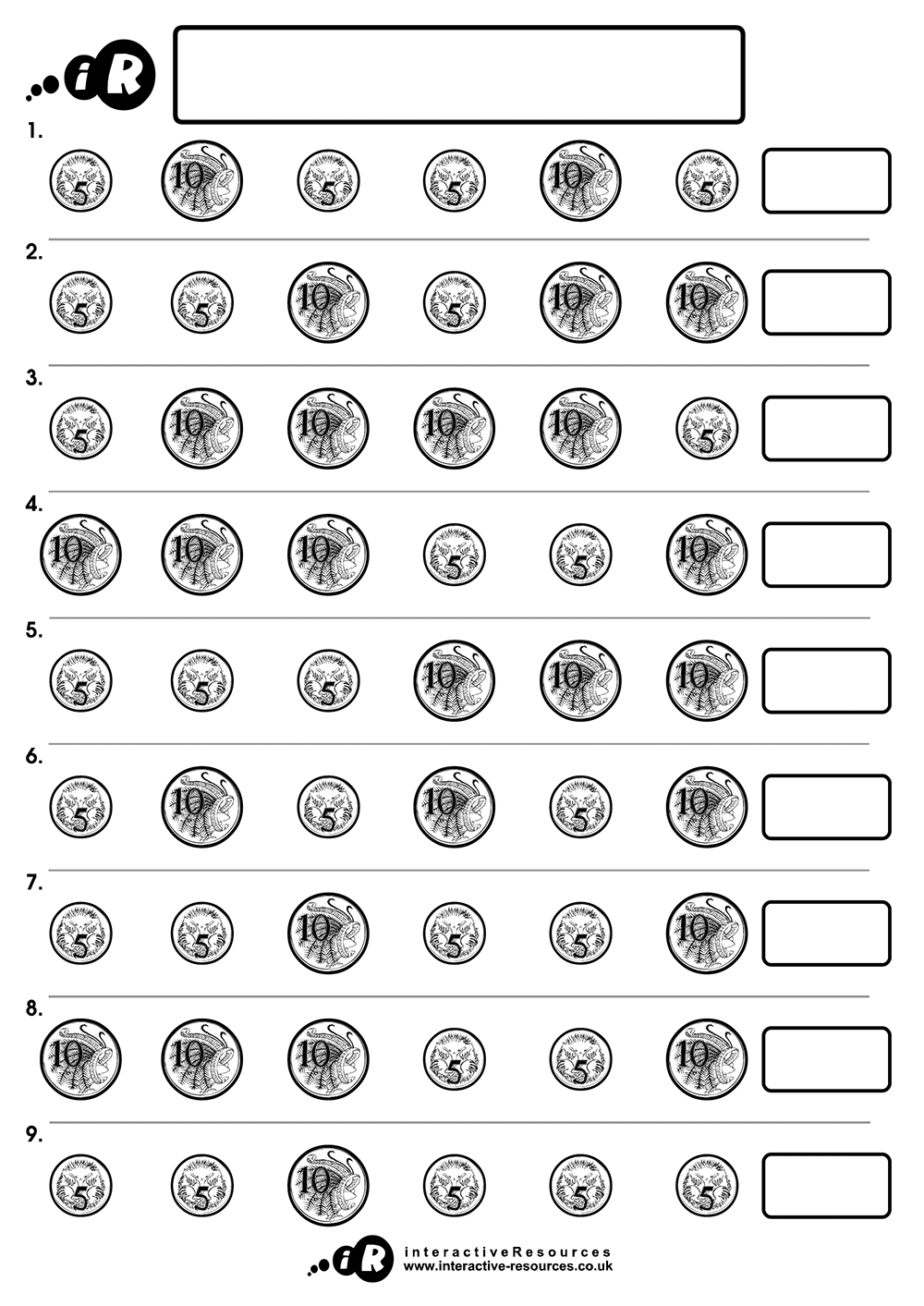 Australian Money Worksheet