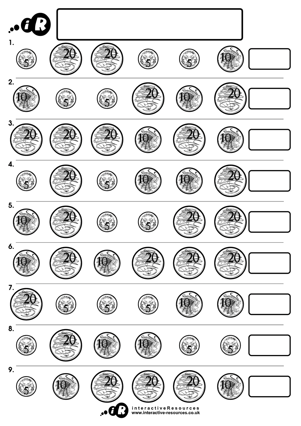 Australian Money Worksheets