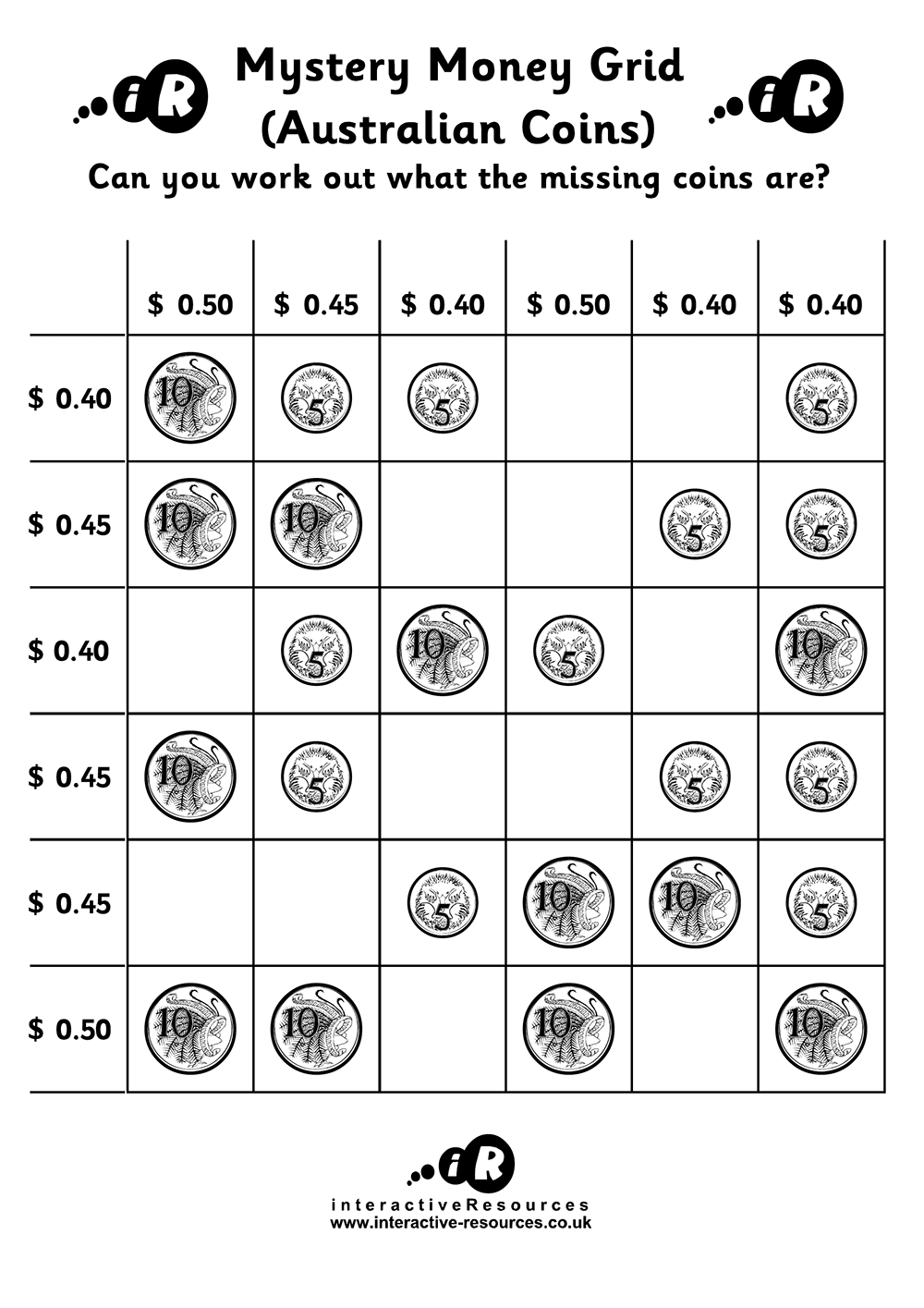 Australian Money Worksheet