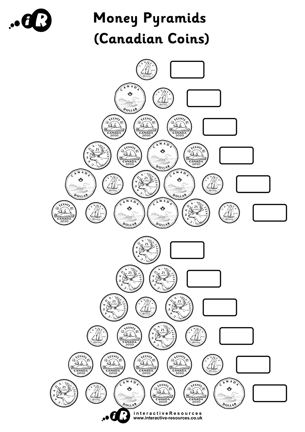 Canadian Money Worksheet