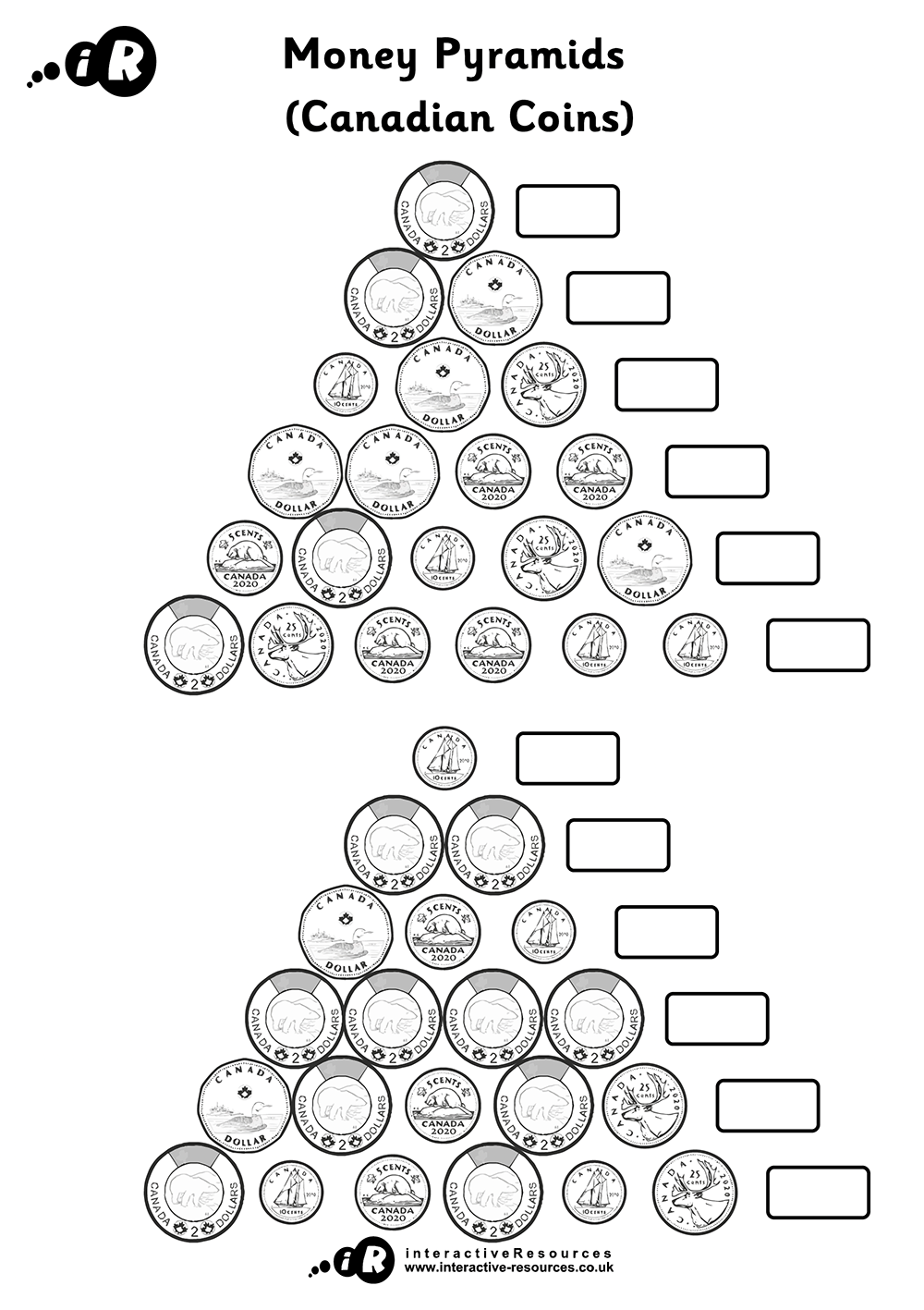 Canadian Money Worksheet