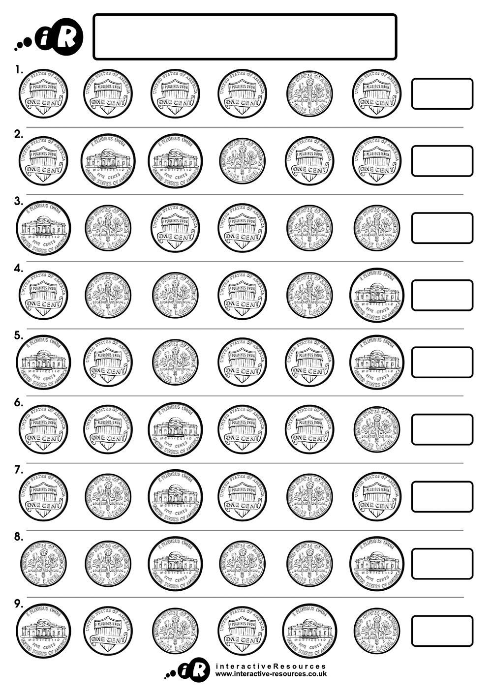 US Money Worksheets