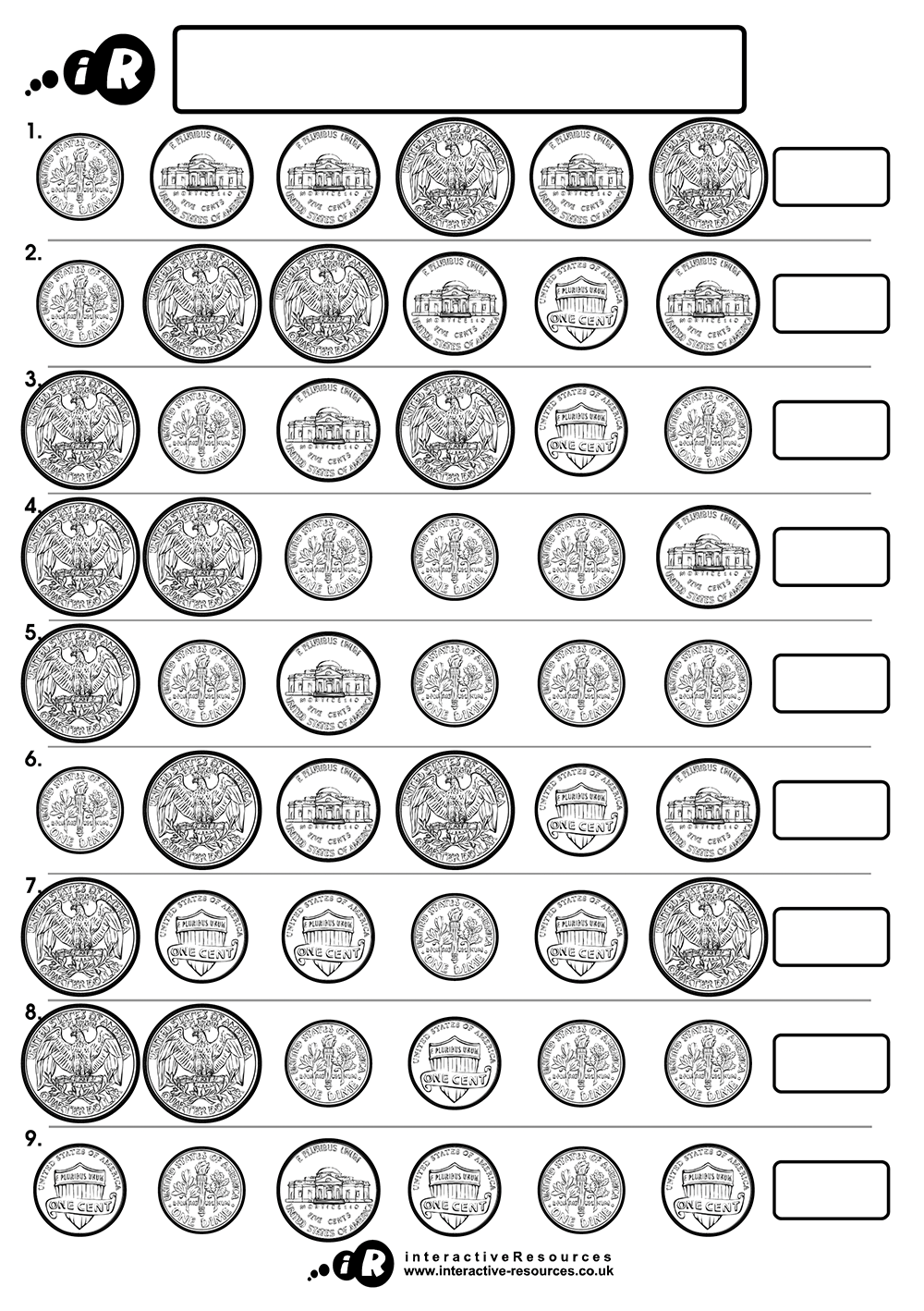 US Money Worksheets